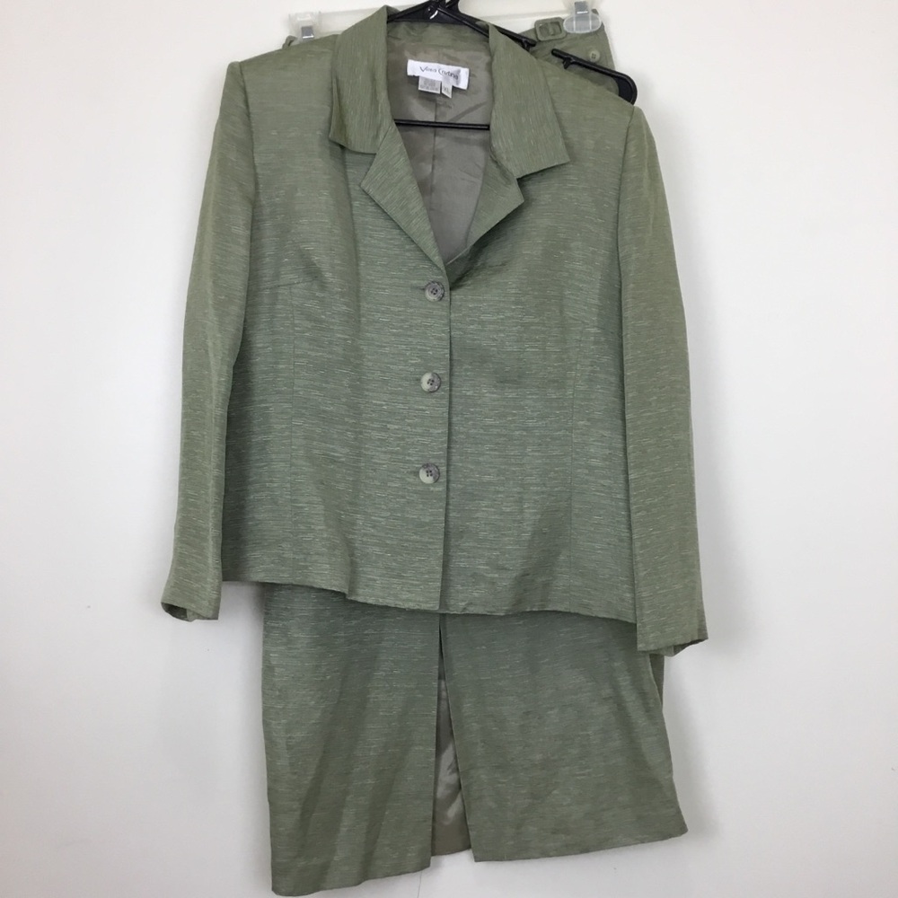 Vera Crutina Womens Vintage 3 Piece Suit Maxi Skirt Crop Top Jacket Silk Linen.